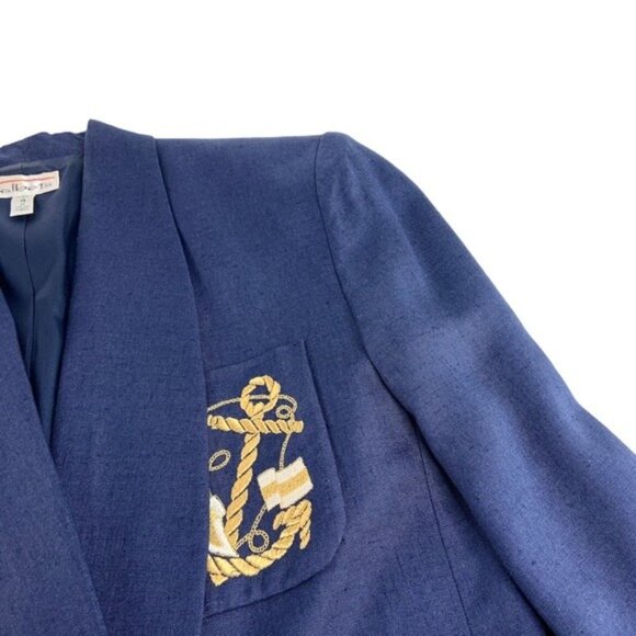 Talbots Nautical Navy Blue Double Breasted Blazer - Picture 3 of 5